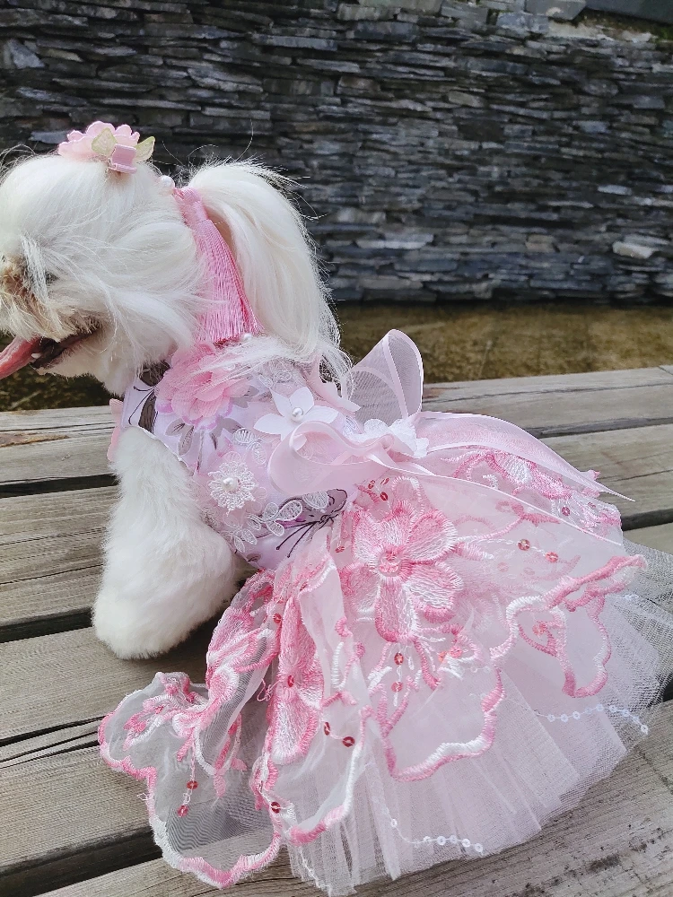 em renda rosa, saias para cães, roupas