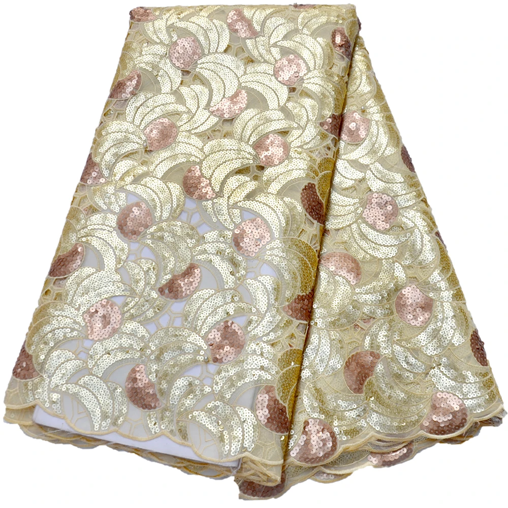 

Top grade African Organza Lace Fabric With Sequins Beautiful Big Floral Embroidery French Lace Fabric High quality