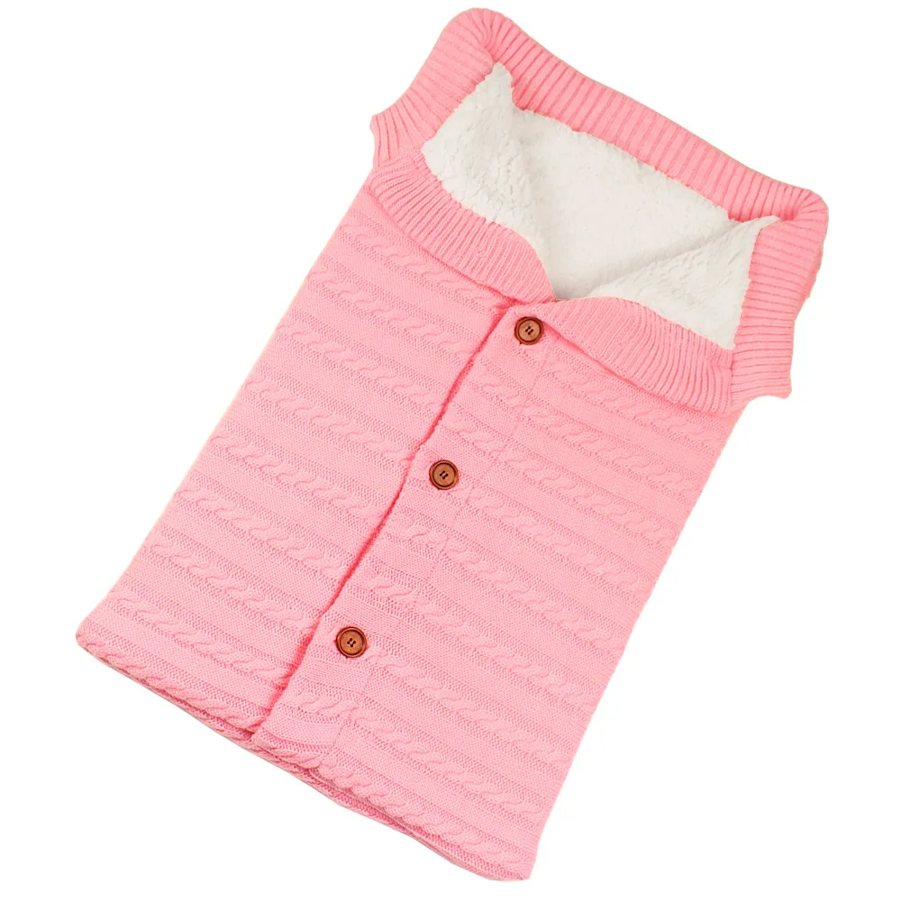 Winter Warm Baby Girls Boys Sleeping Bags Button Knitted Toddler Kids Swaddle Wrap Swaddling Stroller Wrap Blanket Sleeping Bags