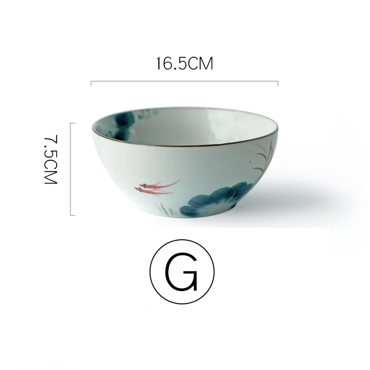 6,5 дюймов Японская чаша рамен керамическая миска для лапши Цветок Фрукты посуда круглая миска для супа 800 мл - Цвет: G