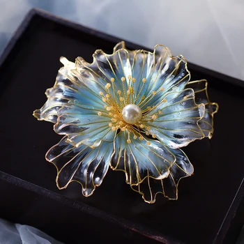 

Handmade Sky Blue Brides Flower Head Wear Pearls Bridal Hairpins Headbands Wedding Hair Accessory