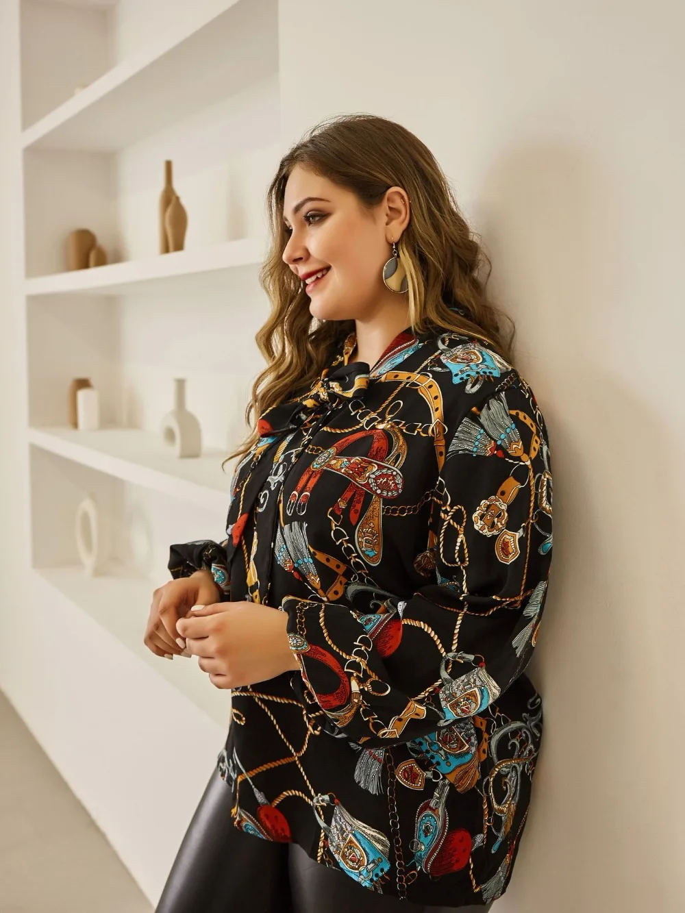 new fashion autumn winter plus size tops for women large long sleeve print flower loose casual V neck shirt 4XL 5XL 6XL 7XL