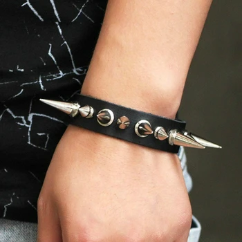 

CIBOCIBO Punk Men's Bracelet 2019 Vintage Rivet Leather Bracelet Men Fashion Luxury Retro Classic Gifts For Men Pulsera Hombre