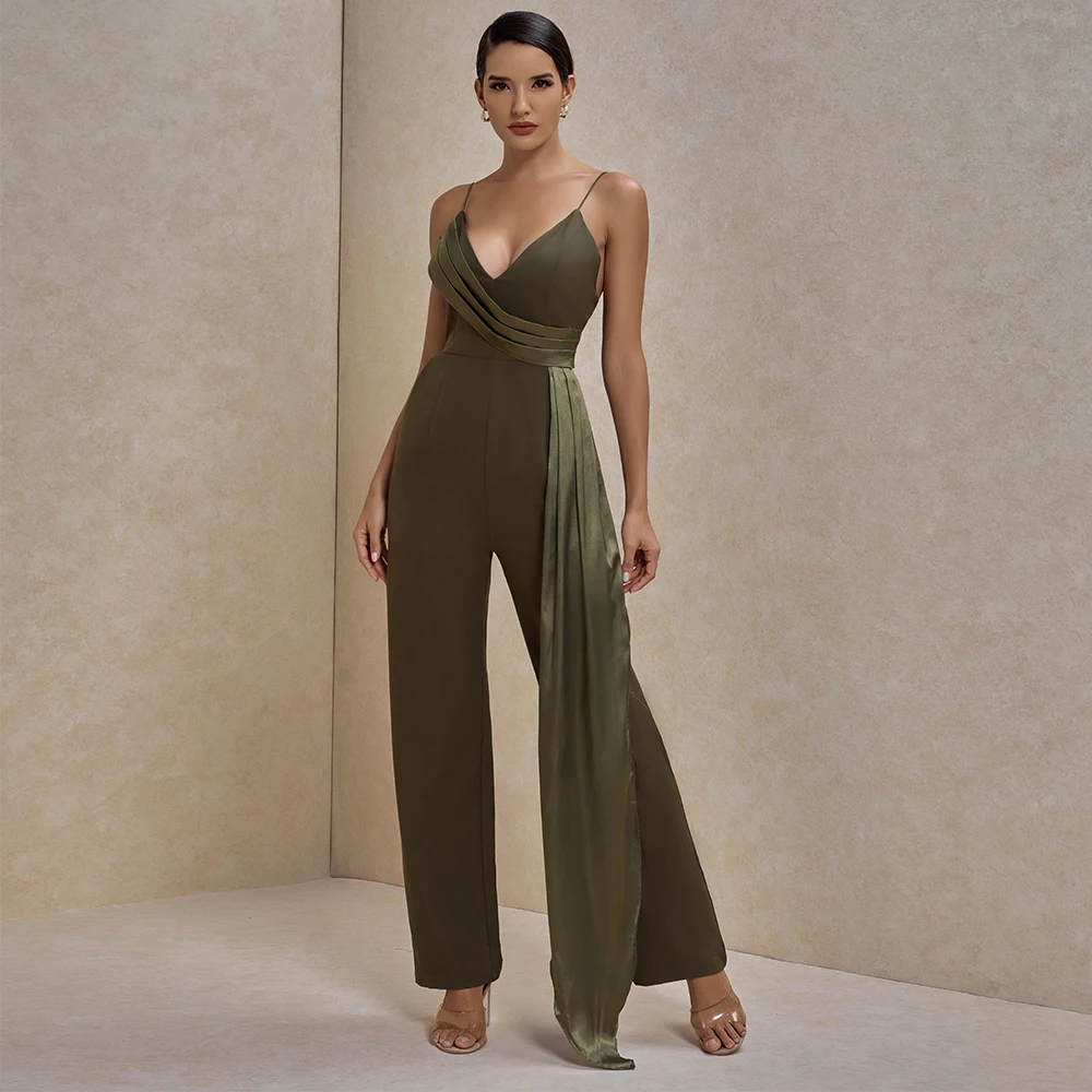 Jumpsuit Crepe Bikini Ocstrade Green Summer Women Club Sexy New-Fashion Runway Draped