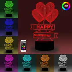 NiteApps 3D Счастливый День святого Валентина ночник настольная Иллюзия украшение лампа подарок на день рождения приложение/сенсорный контроль