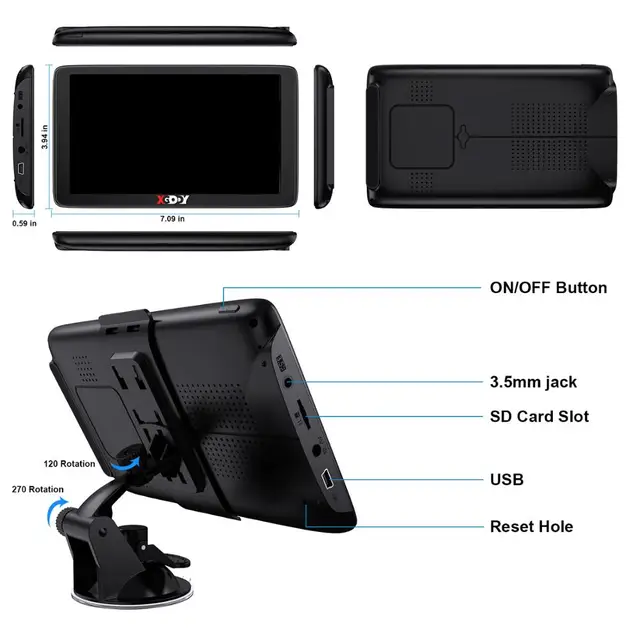 XGODY 트럭 GPS 내비게이터는 터치 스크린, 차양, 토 내비게이션을 제공하는 차량용 내비게이션입니다.
