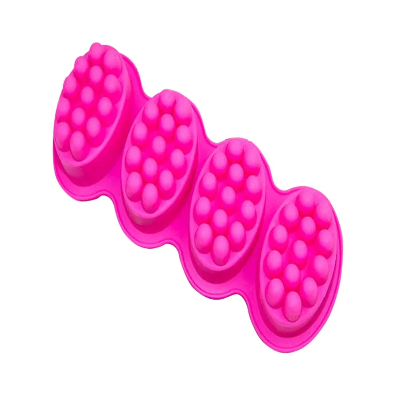 Силиконовая форма для мыла 4 полости эллипс массажная кисть торта выпечки DIN889 |