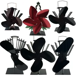 3/4/5/6 Blades Heat Powered Stove Fan Helicopter Chrismas tree Shaped Fan for Home Stove Quiet Fan Efficient Heat Distribution