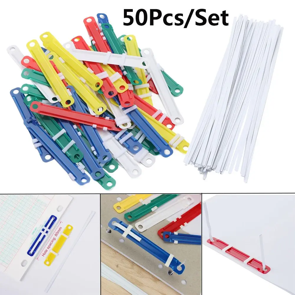 Book Binding Supplies 50 PCs/Set File Paper Fasteners Plastic Binding Clip Two-Hole Loose-leaf Binder