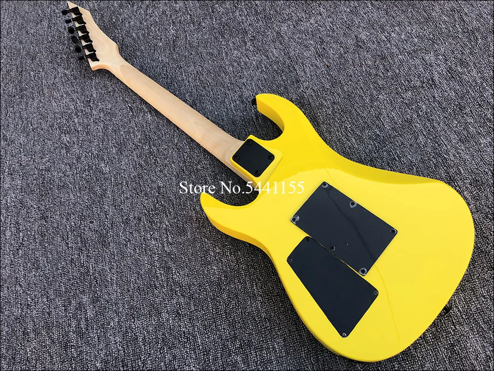 High quality Yellow electric guitar, Floyd rose Electric Guitar,Black hardware,free shipping