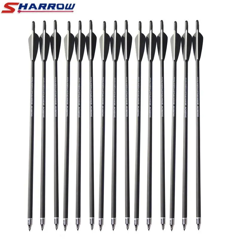 

Sharrow 12 Pcs Crossbow arrows 20" 22" Crossbow Carbon Arrow Hunting Archery with 125 Grain Broadheads for Archery Shooting