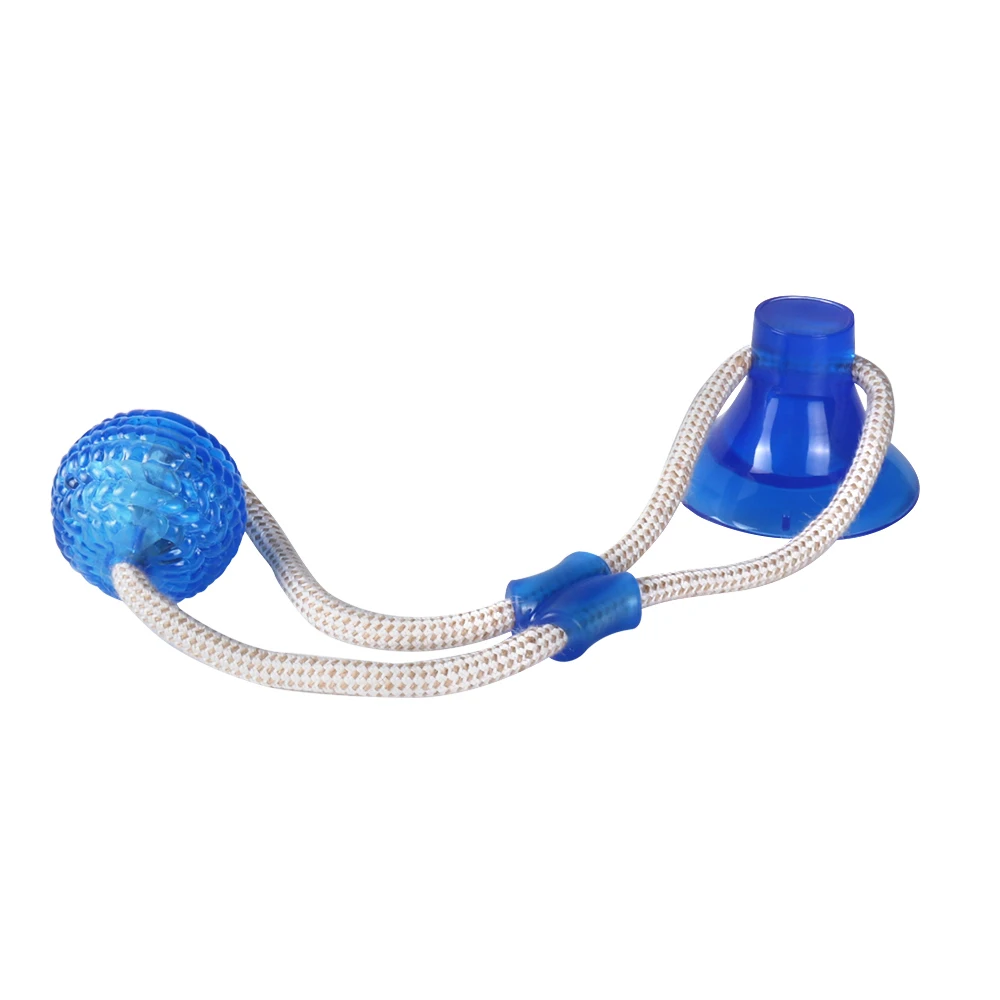 Blue Ball Интерактивная игрушка для собак, зубная щетка, собачка на присоске, толчок Ropeball TugToy TPR, мяч для чистки зубов собаки - Цвет: Blue Ball