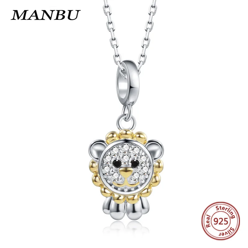 

MANBU Hot Sale Lion King necklace sterling silver 925 with crystal zircon trendy fashion chokers necklaces for women cute animal