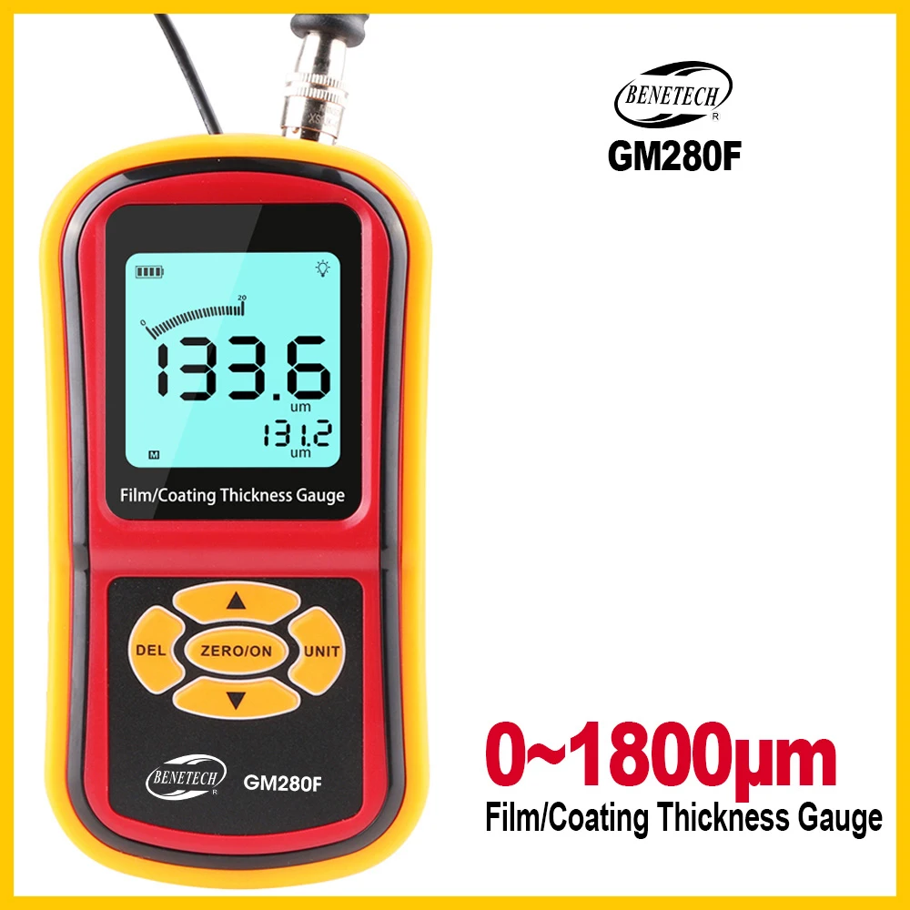 

Digital Coating Thickness Gauge Portable LCD Split Paint Plating Coating Thickness Meter With Magnetic Probe GM280F-BENETECH