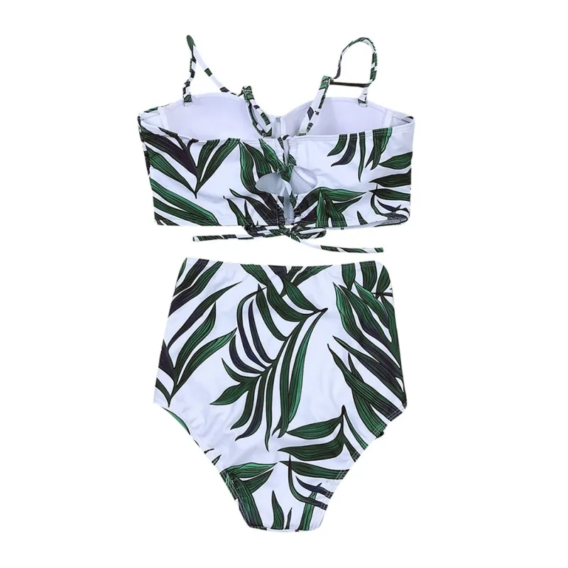 

Women High Waist Bikinis Leaf Print Swimwear Swimsuit Retro Vintage Bathing Suit Halter Comfortable