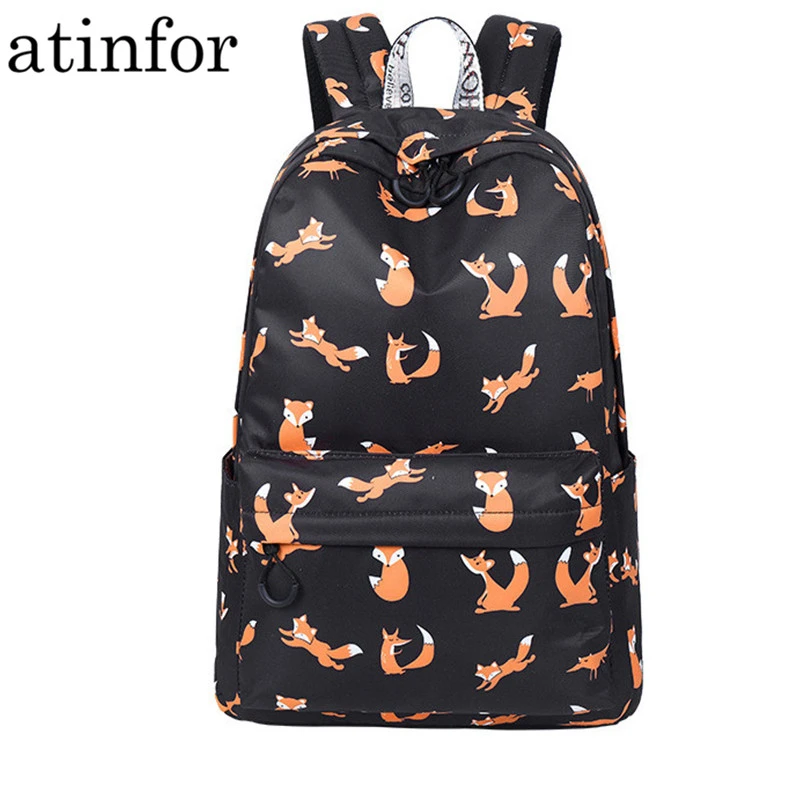 School Backpacks 16 Inch Student Bookbag Travel Basic Daypack Laptop Bag Fox 
