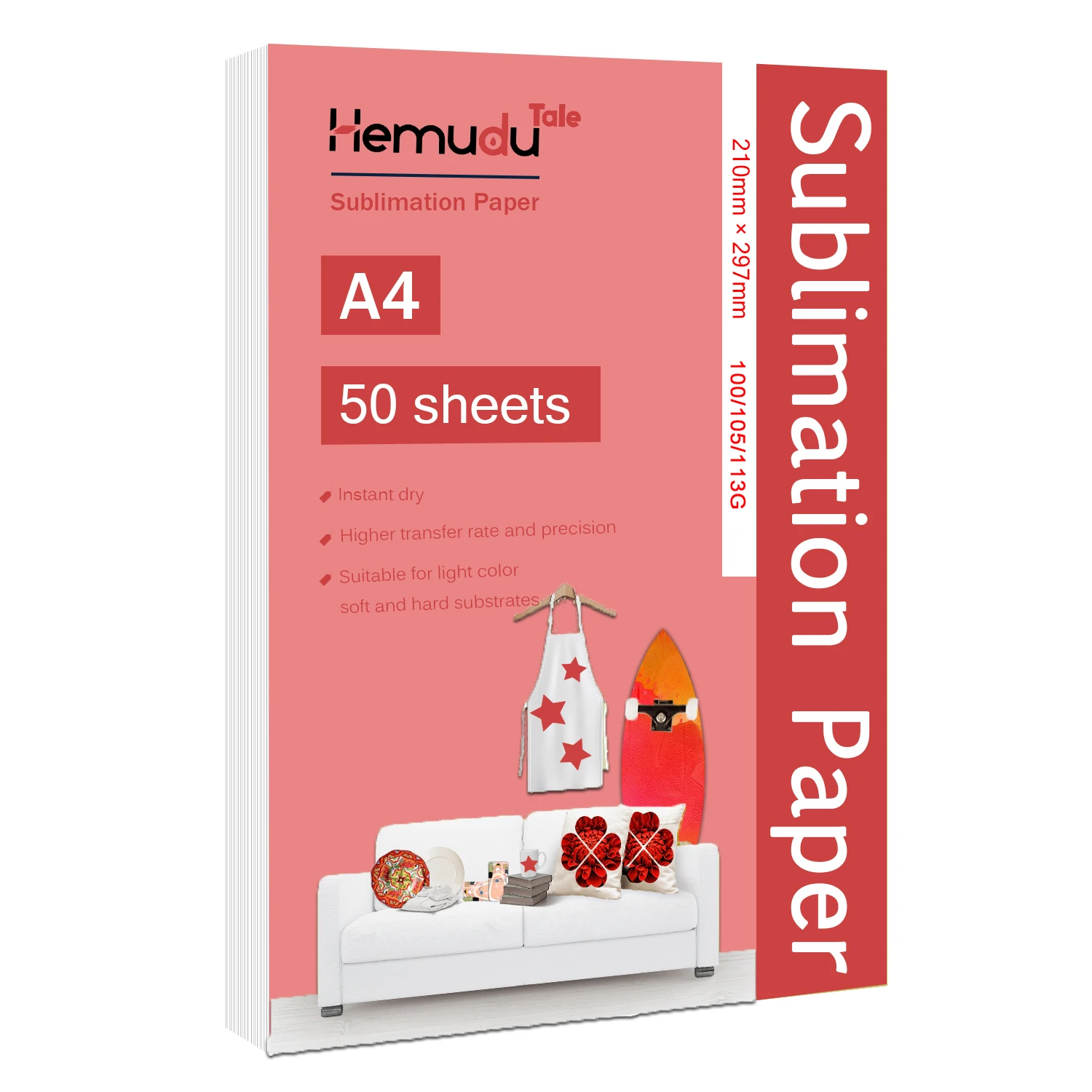 

A4 50sheets Sublimation Heat Transfer Paper 100/105/113G for Polyester T-Shirt Cushion Fabrics Phone Case Printing Design