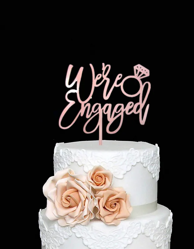 Зеркало, розовое золото, мы помолвлены торт Топпер-помолвка торт Топпер-свадьба/свадебный душ/украшения для вечеринок