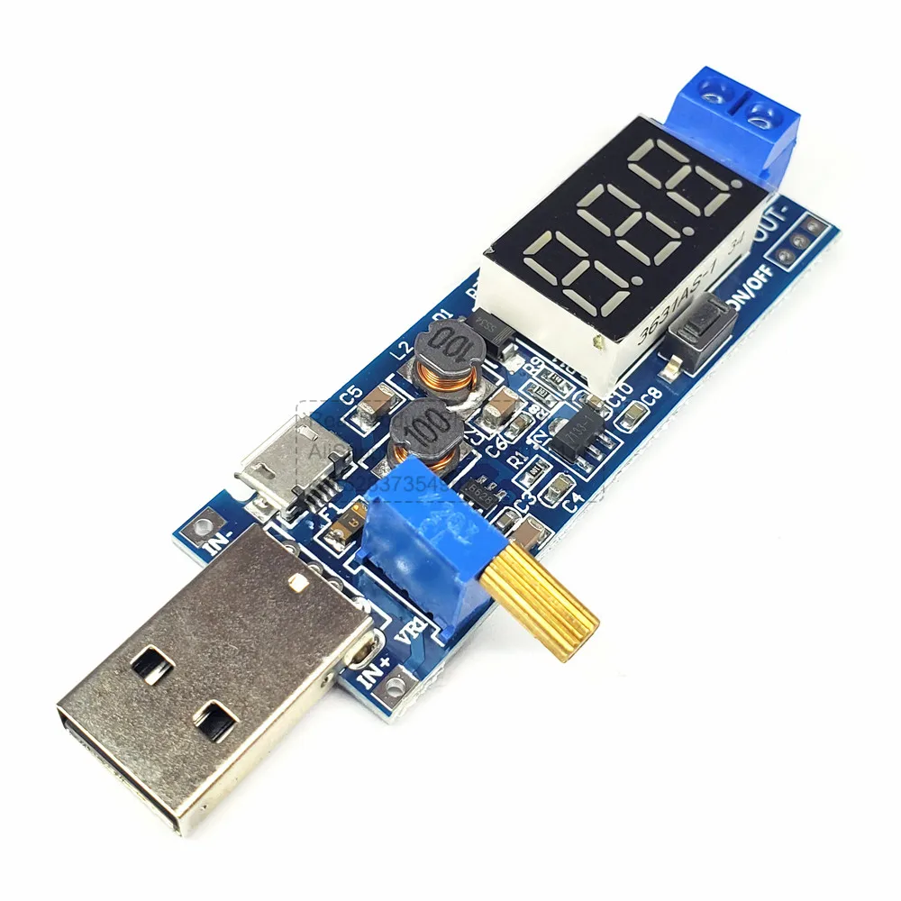 DC-DC USB для модуля регулятора питания с цифровым дисплеем от 5 В до 3 9 12 24 Настольный