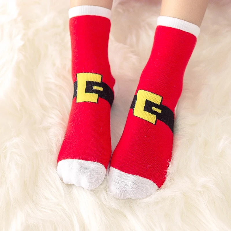 1 пара, хлопковые детские носки для маленьких девочек и мальчиков весенне-зимние детские рождественские носки в полоску с изображением снежинок, лосей, Санта-Клауса, медведя для малышей - Цвет: Коричневый