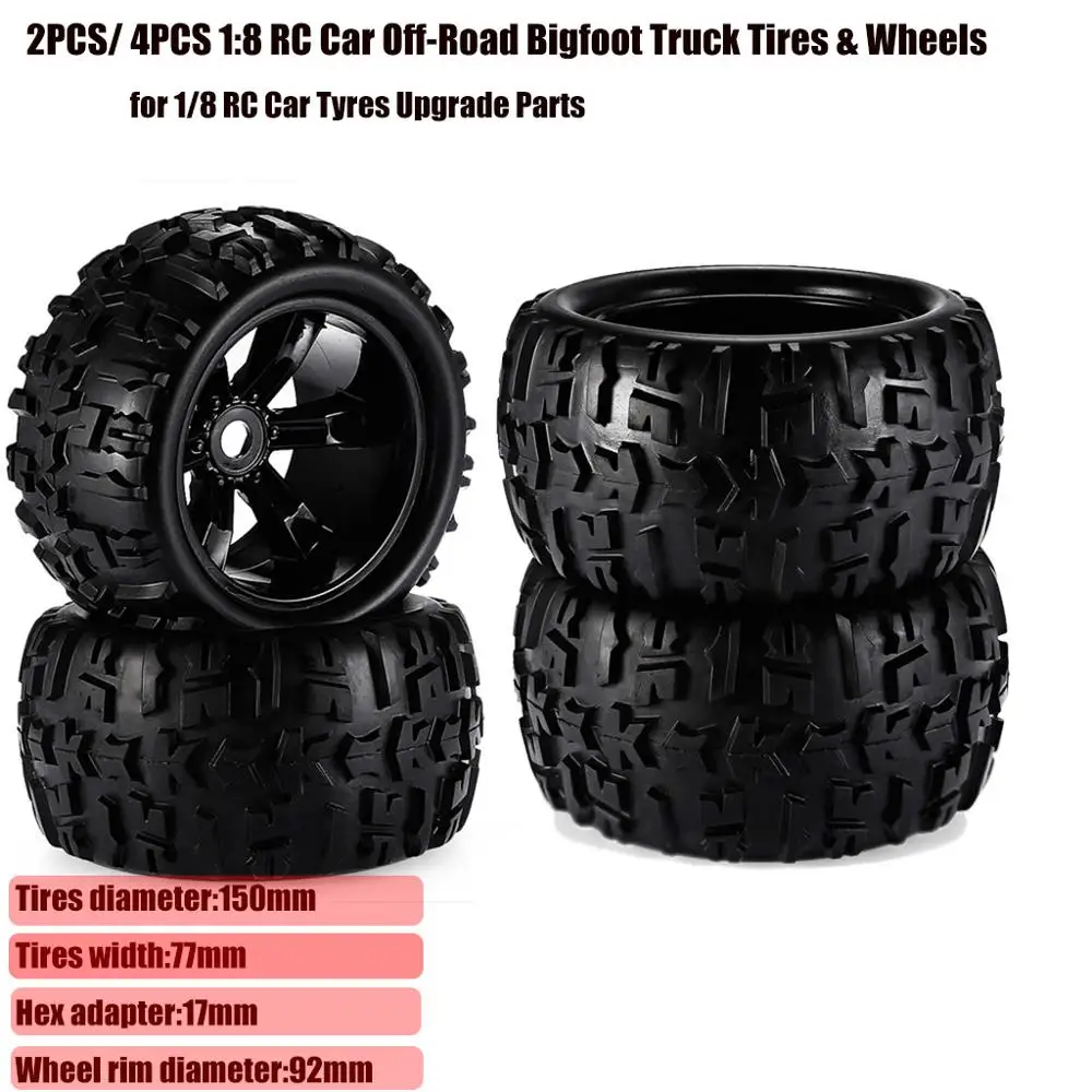

2PCS/ 4PCS 1:8 RC Car Off-Road Bigfoot Truck Tires & Wheels for HSP 4WD HPI ZDRacing 1/8 RC Car Tyres Upgrade Parts