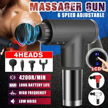 

4200r/min LCD Display Electric Massage Guns Head Body Muscle Deep Tissue Therapy Vibration Massager Relaxation Pain Relief