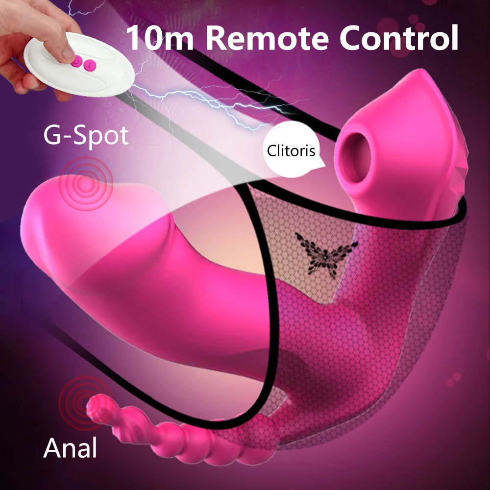 3 In 1 Panties Sucking Vibrator Heating Wearable G Spot Clitoris Stimulator Vaginal Anal Orgasm Dildo Adult Sex Toys For Women photo
