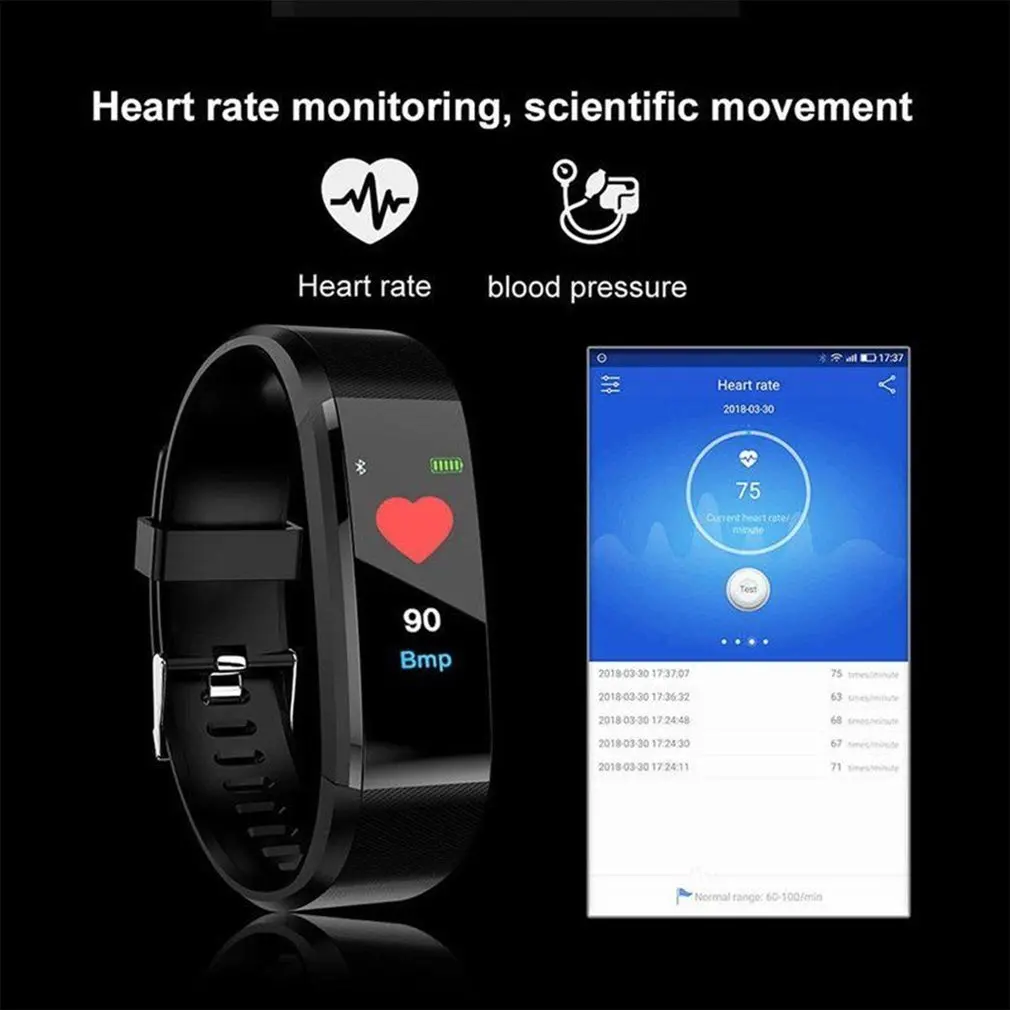 115 Plus Sport Fitness Tracker Watch Waterproof Heart Rate Activity Monitor smart watch smart bracelet images - 6