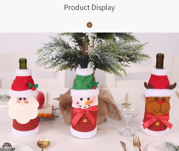 Мультяшный Санта Клаус, одежда для бутылок, набор для рождественской вечеринки, сумка для посуды рождественское красное вино, набор бутылок, семейные вечерние украшения стола