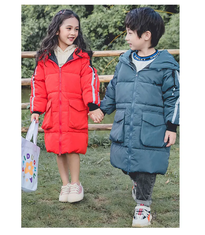 GLO-STORY, модные детские зимние пуховики в полоску с капюшоном для девочек и мальчиков, верхняя одежда с карманами, пальто теплая детская одежда, 100-160 см