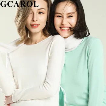 

GCAROL 2020 New Women Minimalist Thin Candy Sweater Stretch Breathable Casual Jumper Fresh Outer Wear Ladies booming Knit Tops