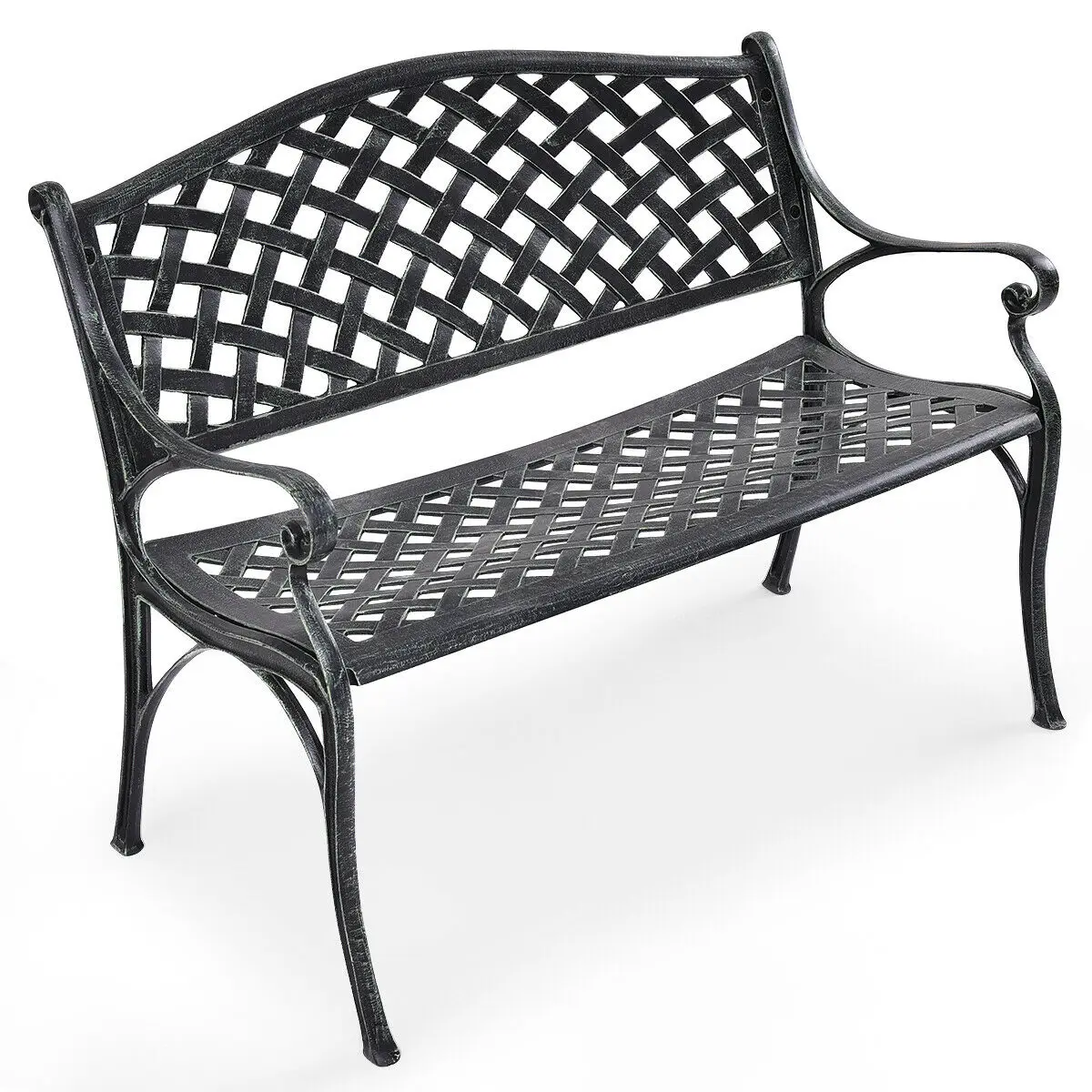 

Costway 40'' Outdoor Antique Garden Bench Aluminum Frame Seats Chair Patio Garden Furni