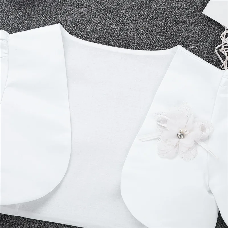 Pageant Wedding Party Flower Girls Dresses Jacket Kids Girls Long Sleeves Bolero Jacket Shrug Sweater Party Dress Short Cardigan