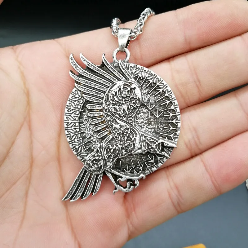 Викинг один Raven ожерелье с подвеской в форме руны для женщин и мужчин