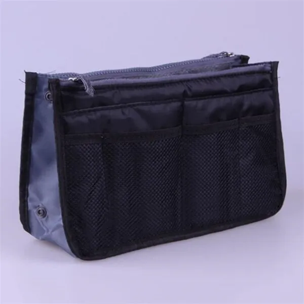 Nylon Cosmetic Bags For Women Tote Insert Double Zipper Makeup Bag Toiletries Storage Bag Girl Outdoors Travel Make Up Organizer Black
