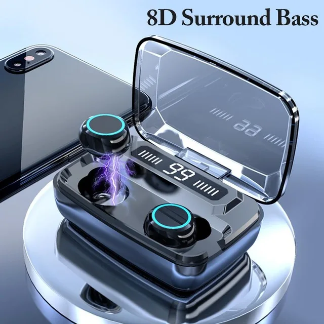 TWS Bluetooth наушники Streo Беспроводные с беспроводной зарядкой чехол 3D стерео звук IPX7