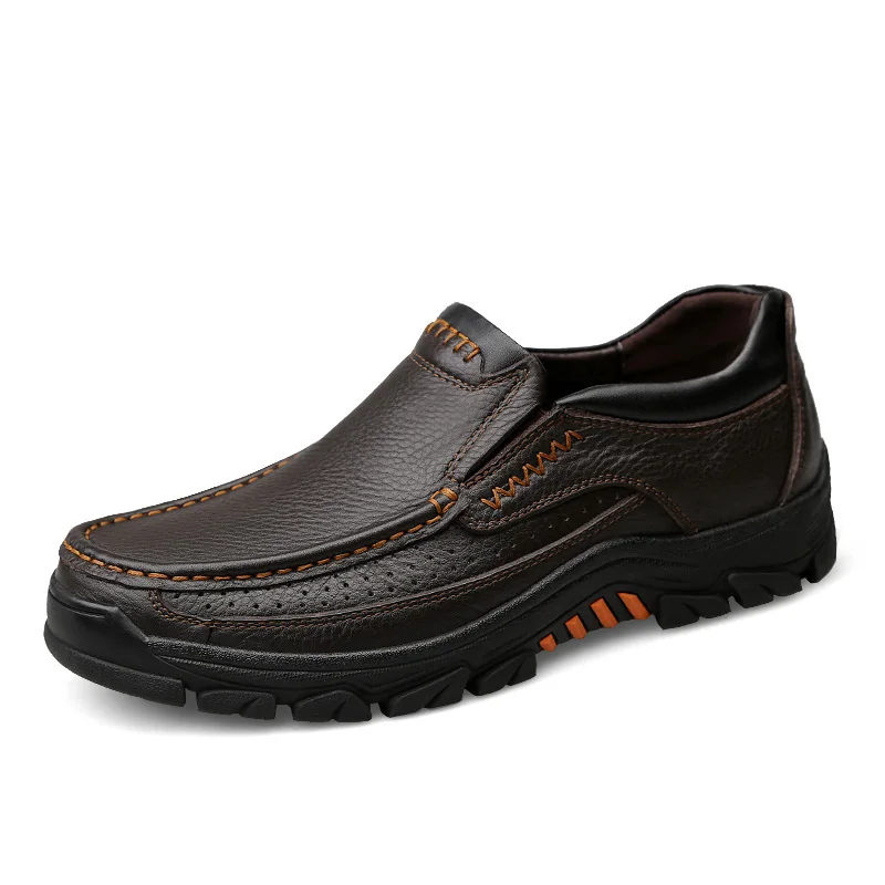 Мужская обувь; деловая официальная обувь; модная повседневная мужская обувь из натуральной кожи на плоской подошве; мужские рабочие кроссовки на шнуровке; большой размер 57 - Цвет: brown1