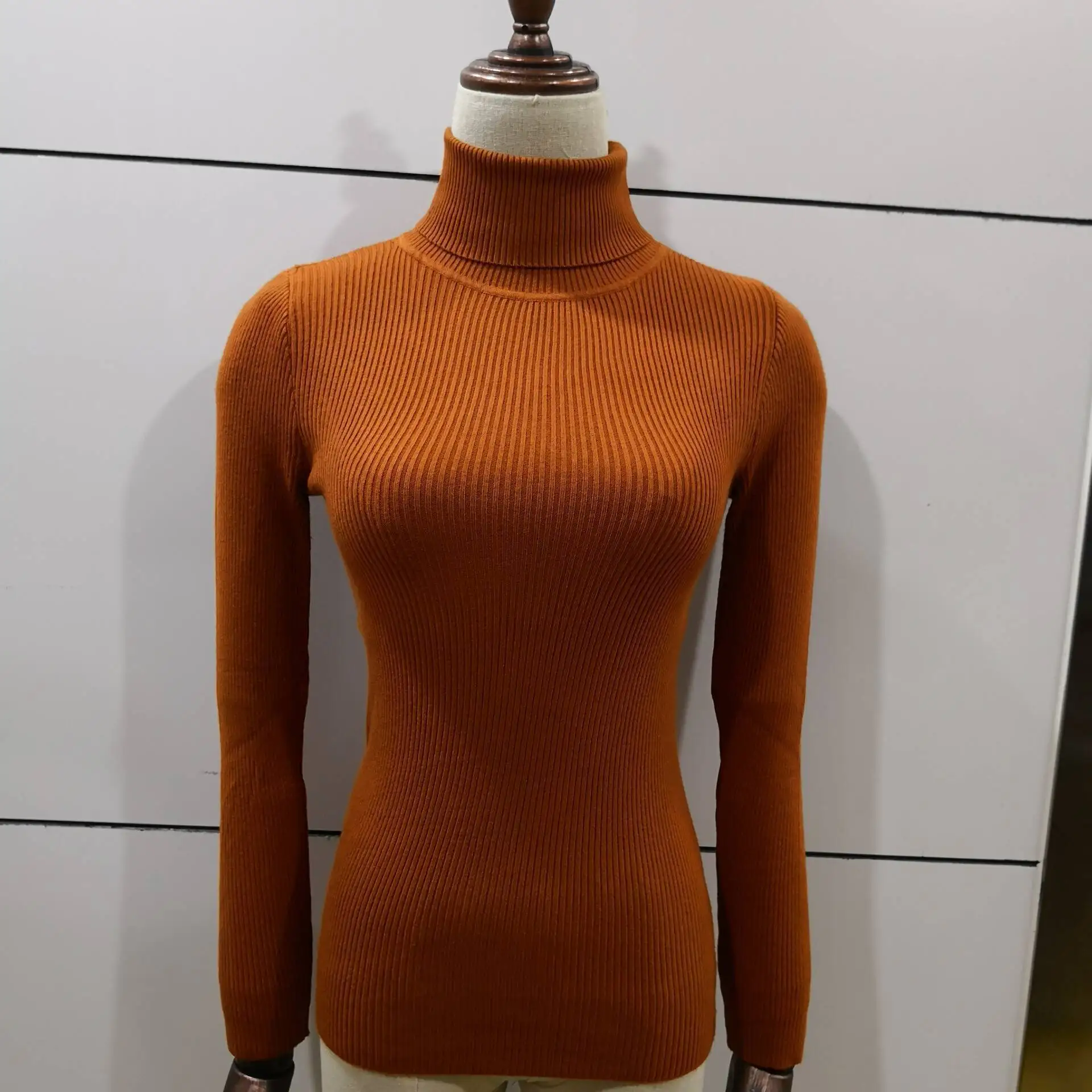 Bonjean, вязаный джемпер, Осень-зима, топы, водолазка, пуловеры, Повседневные свитера, женская рубашка с длинным рукавом, короткий облегающий свитер для девочек - Цвет: jiaotang