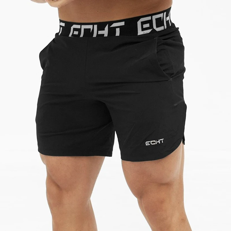 

2019 Summer Black Polyester shorts Mens Fitness Bodybuilding Breathable Quick Drying Shorts Gyms Men Casual Joggers Shorts