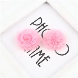 10pcs Faux Fur Pom Pom Craft Supplies - 3cm Solid Color Decorations (Pink)