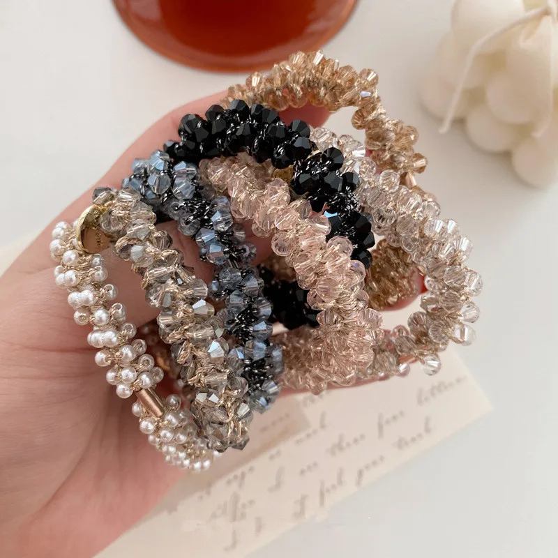 

New Korea Style Hair Rope Band Cute Girl Rope Pearl Crystal Elastic Rubber Band for Women Girls Fashion Hair Accessories 2020
