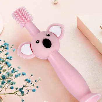 

360 Degree Baby Toothbrush Koala Head Safety Silicone Training Toothbrushes Oral Care