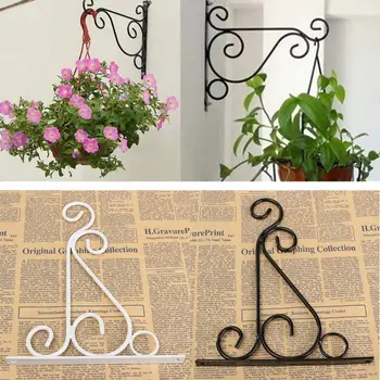 

Hot Balcony Wrought Iron Flower Pot Classic Flower Stand Home Plant Wall Bracket Hanging Basket Bracket Decoration