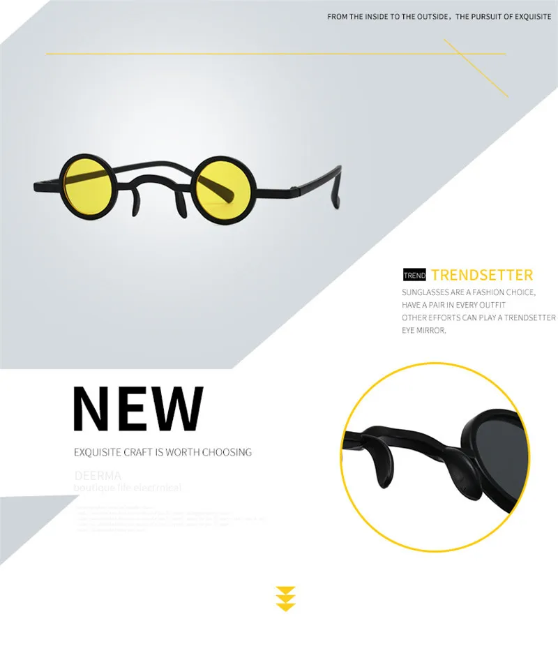 New Fashion Gothic Steampunk Tiny Round Sunglasses for Men UV400 New Fashion Gothic Steampunk Tiny Round Sunglasses for Men UV400