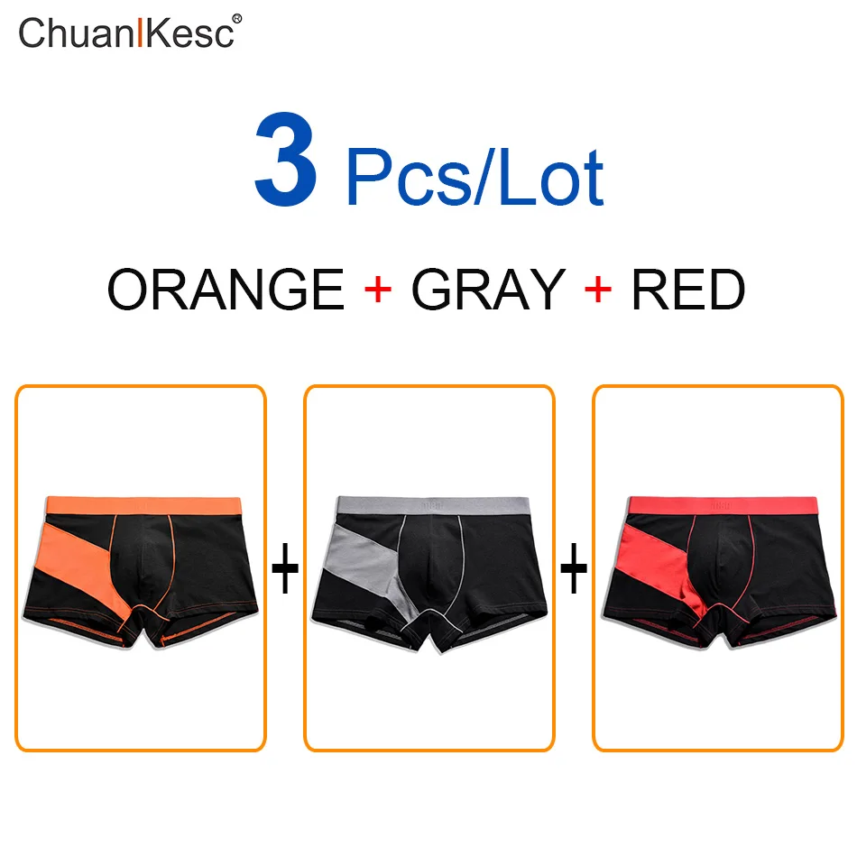 

3 Pcs/Lot Color Matching Men's Boxer Pants Cotton Youth Underwear U-Convex Design Loose Breathable Boxer Pants Sports Underpants