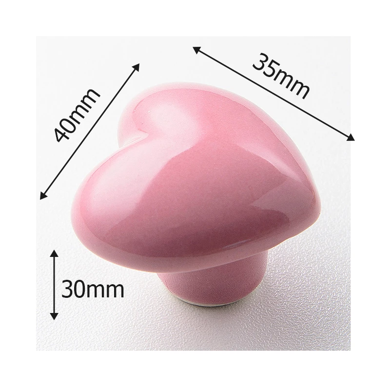 KAK Ceramic Cartoon Heart Knobs for Kids' Furniture and Cabinets