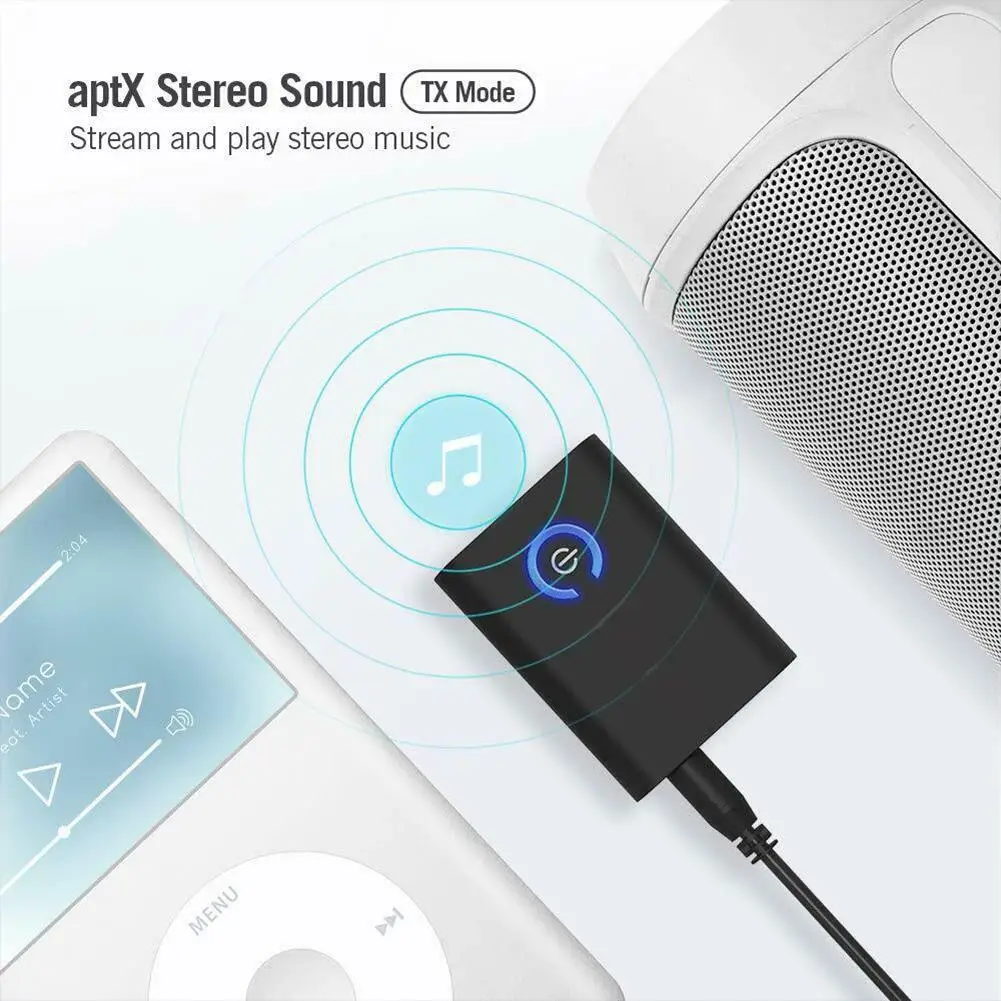 2 in 1 Wireless Bluetooth 5.0 Transmitter Receiver Chargable for TV PC Car Speaker 3.5mm AUX Hifi Music Audio Adapter