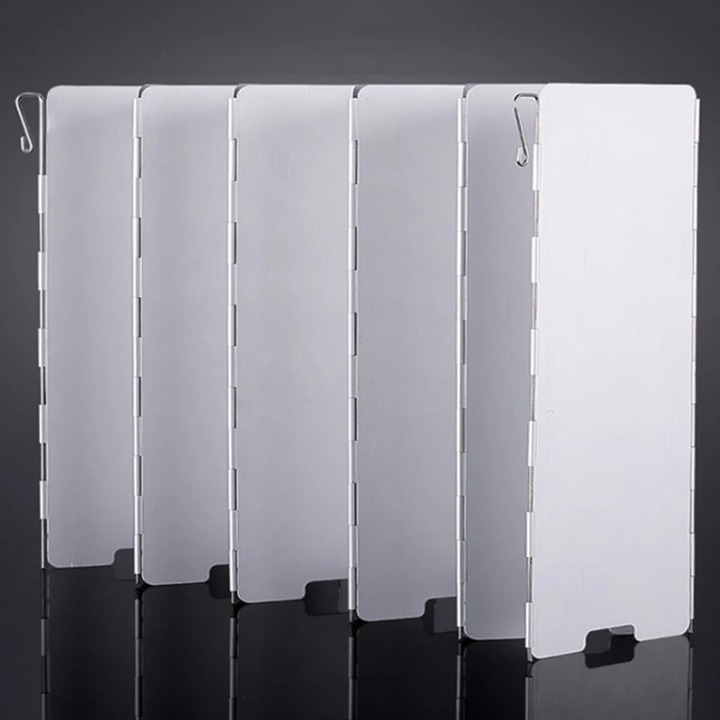 10pcs Folding Windshield Cooker Wind Guard Plates Outdoor Camping Kitchen BBQ Stove Picnic Wind Screen for Picnic Backpacking