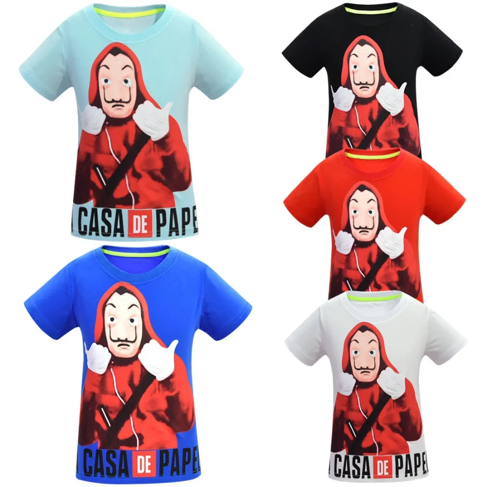 La Casa De Papel/детская футболка Летняя футболка для маленьких мальчиков и девочек, топы с рисунком денег, Детская футболка одежда из бумаги «House of paper» Enfant Happy