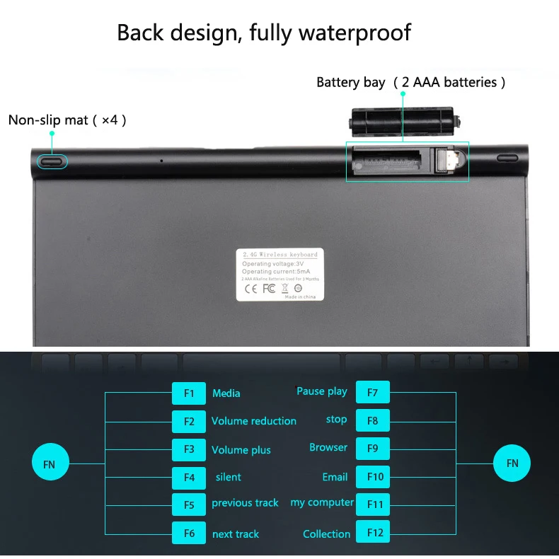 Ultraslank Draadloos Bluetooth-taaltoetsenbord, Duits/Frans/Spaans/Italiaans Engels Tweetalig Toetsenbord Schaarvoeten voor pc-laptoptablet. (Traditioneel Chinees